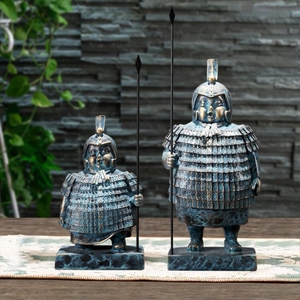 兵马俑摆件文创纪念品拿枪大模型秦始皇中式家居饰品复古办公室