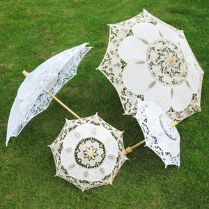 西式名媛舞台表演蕾丝伞摄影新娘伞手工白色装饰工艺伞