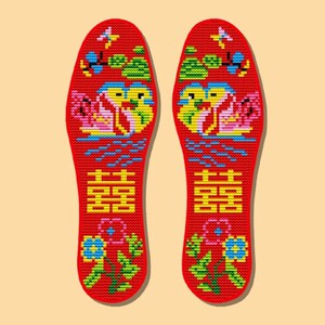 袜底板十字绣手工鞋垫结婚绣布面a小格子女可爱男友情侣同款网自m