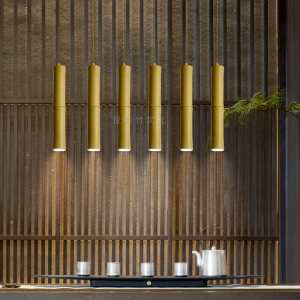 led-竹吊灯庭院茶室餐厅吧台前台竹筒射灯户外日式竹节竹竿小吊灯