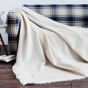 2024新款外贸单几何沙发毯流苏纯棉线毯沙发巾北欧地中海风格沙发