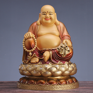 台湾纯铜彩绘大肚弥勒佛佛像笑佛像家用供奉招财客厅店铺精雕摆件