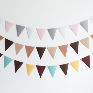 宝宝儿童生日派对彩色三角旗生日拉旗毛毡卡通彩旗幼儿园装饰布置