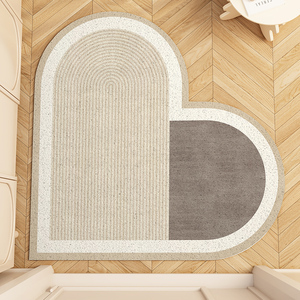 侘寂风心形丝圈入户门地垫pvc进门门口刮泥蹭土脚垫玄关门垫地毯