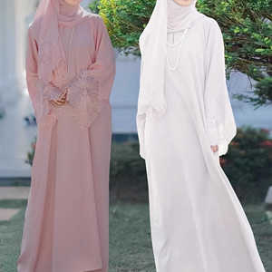 中东七色长袍迪拜旅游连衣裙配头巾马来印尼沙特阿拉伯风跨境服装