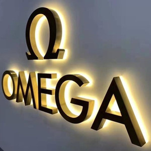 拉丝黑钛金字玫瑰金仿古铜字精品背发光不锈钢字镂空灯箱门头招