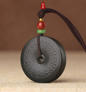 和田玉塔青平安扣吊坠男款祥云如意纹挂件青玉细料玉石玉坠玉佩