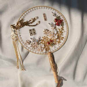 结婚却扇古风禾服遮羞扇新娘团扇diy材料包手捧中式流苏秀禾扇子