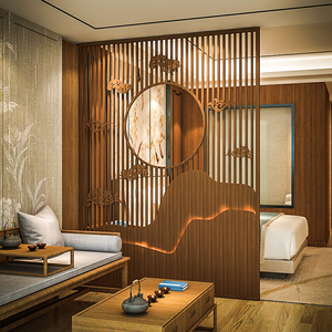 i屏风栅栏d玄关新中式1德区餐厅抽象图案祥云3顺.3断装饰隔3实木