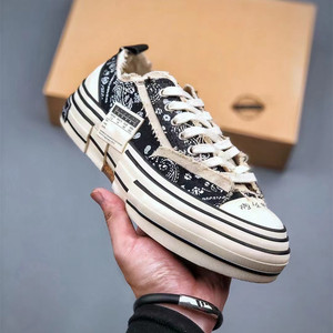 xvessel 正品官网吴建豪联名同款乞丐鞋半拖白腰果花帆布鞋硫化鞋