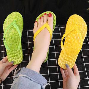 新款榴莲按摩人字拖女夏外穿防滑平底休闲时尚学生塑胶夹脚凉拖鞋