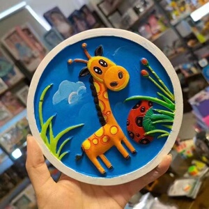 石膏浮雕画板模具diy填色涂色画画丙烯环保颜料益智儿童玩具装饰