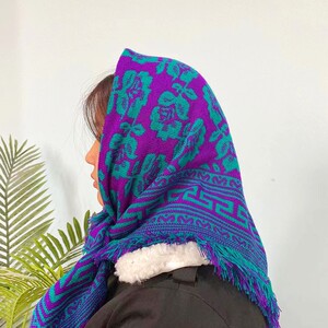 头巾女包头农村方巾女秋冬毛线围巾保暖加厚防寒防风外戴头饰老式