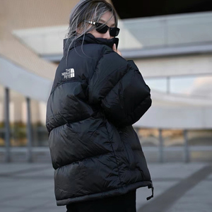 北面羽王黑色加厚保暖短款羽绒服女款冬季情侣款2022年新款外套
