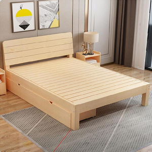 n实木床带软靠简欧单人木床板单人床架1.8米床框架结构新中式柚木