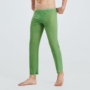 男士纯色打底裤2023年新款时尚半透明简约个性修身显瘦性感家居裤