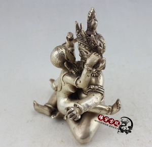 古4玩收藏 藏佛密宗双身佛 欢喜佛尼泊尔铜佛像藏传佛教佛j像摆件