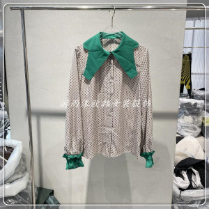 现货欧韩js.new york正品女装代购2022春季新款高贵披肩拼色衬衫