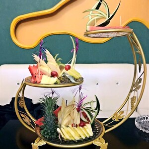 酒吧歌厅果盘现代创意水果拼盘三层铁艺果盘ktv专用音乐餐吧果盘