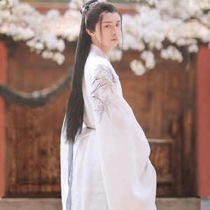 明制圆领袍汉服白色古风男士情侣仙气男生套装中国风古装全套春秋