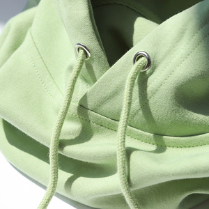抹茶绿 300g重磅套头连帽卫衣纯色简约厚实宽松休闲外套早秋男女