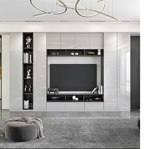 定制电视柜组合墙一体客厅简约现代背景墙收纳储物柜书柜电视机柜