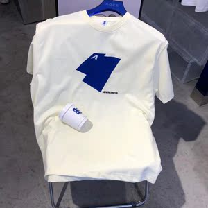 正品 ader error夏季设计感小众不规则方块植绒logo宽松短袖t恤女