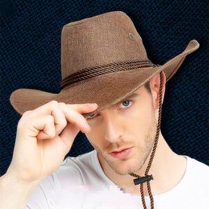 新品牛仔帽男士百搭夏出游钓鱼帽子大沿遮阳凉帽防晒户外骑士帽潮