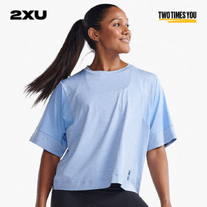2XU Motion系列女运动轻薄宽松短袖短款春夏透气速干网孔T恤