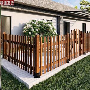 绿化带栏杆隔离防腐花园农村木质围墙护栏菜园插土白色栏栅门庭