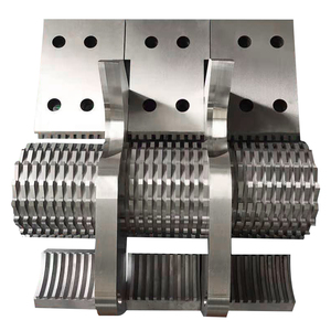 慢速静音粉碎机刀片菠萝刀镶锋钢塑料造粒机组合滚切刀齿形s爪形