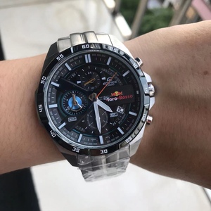 卡西欧手表男钢带赛车机械运动计时夜光防水大表盘石英男表efr556