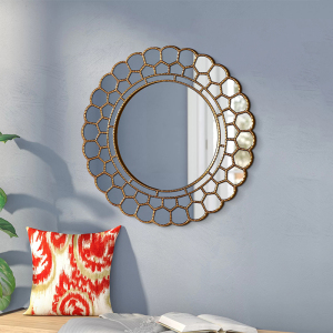 欧式太阳镜壁饰背景墙装饰轻奢美式客厅背景墙壁挂镜创意玄关镜子