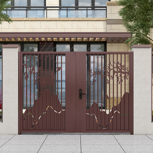 定制别墅大门花园庭院门不锈钢铁艺双开中式简约院子门入户铝艺门