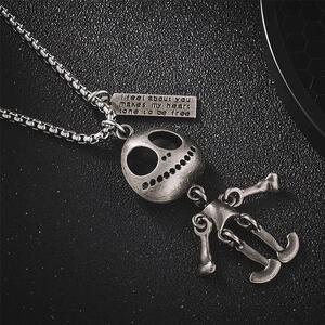 欧美钛钢暗黑骷髅人骨吊架潮人65635371男士坠长款毛衣侣情项链链