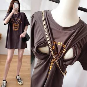 假口袋胸开口免脱情侣野外约会夏季户外裙侧开连衣裙方便约会神器