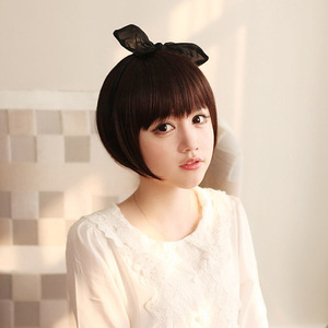 高档时尚女蓬松碎bobo波波头短发修脸假发 甜美哑光假头套齐刘海