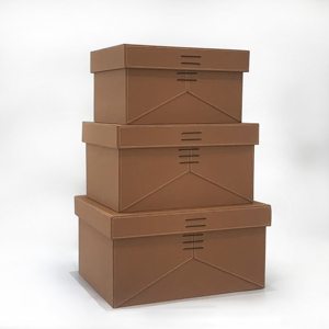 新中式木制pu皮质收纳储物箱样板间衣帽间柜顶角落储物整理盒定制
