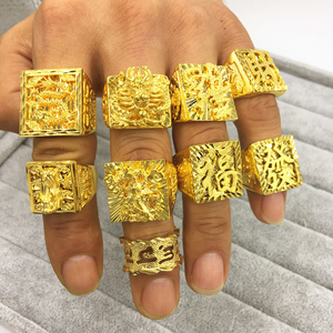 周大福星24k越南沙金999黄金扳指貔貅霸气大号龙戒不掉色戒指男