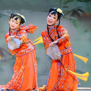 儿童演出服俏江南舞蹈服女童民族风秧歌服春晚古典喜庆扇子舞服装