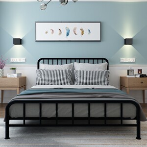 ikea宜家铁艺床简约现代1.5 1.8米北欧双人ins网红加粗加厚公寓铁