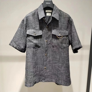 trendiano欧时力男装2022夏季新款小香风格子短袖衬衫 3we2010360