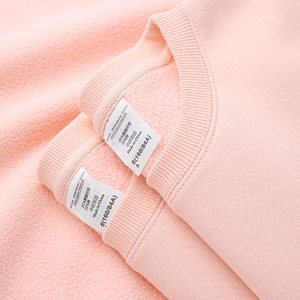 奶粉色 淡粉色 400克超重磅圆领卫衣女秋baby粉加绒厚实上衣男冬