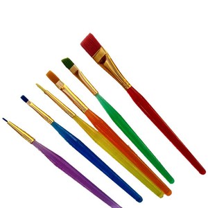 排笔幼儿园美术刷子画画笔初x学者学生用彩绘笔杆有机玻璃刷6支l