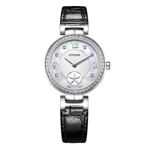 卡斯诺表真皮表带石英机芯女士手表简约时尚女王气质唯美绽放