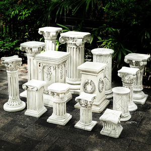 欧式石膏罗马柱摆件树脂花盆底座柱子婚庆花园庭院阳台复古摆设