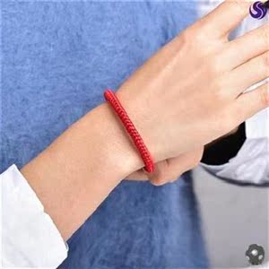 肖战同款红肖绳手链一半红绳饰半金手链戴在手m上的一品绳战红绳j