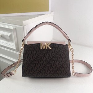 mk包包秋冬新款时尚小号链条凯莉包真皮拼接字母单肩斜挎手提包女