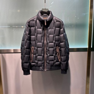 购杰尼亚正22秋冬男士立领撞色拉链百搭轻薄保暖白鸭绒羽绒服外套