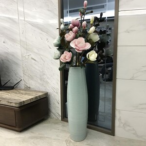 电视背景墙旁摆件落地客厅电视柜两边摆的花装饰花瓶大d号轻奢两